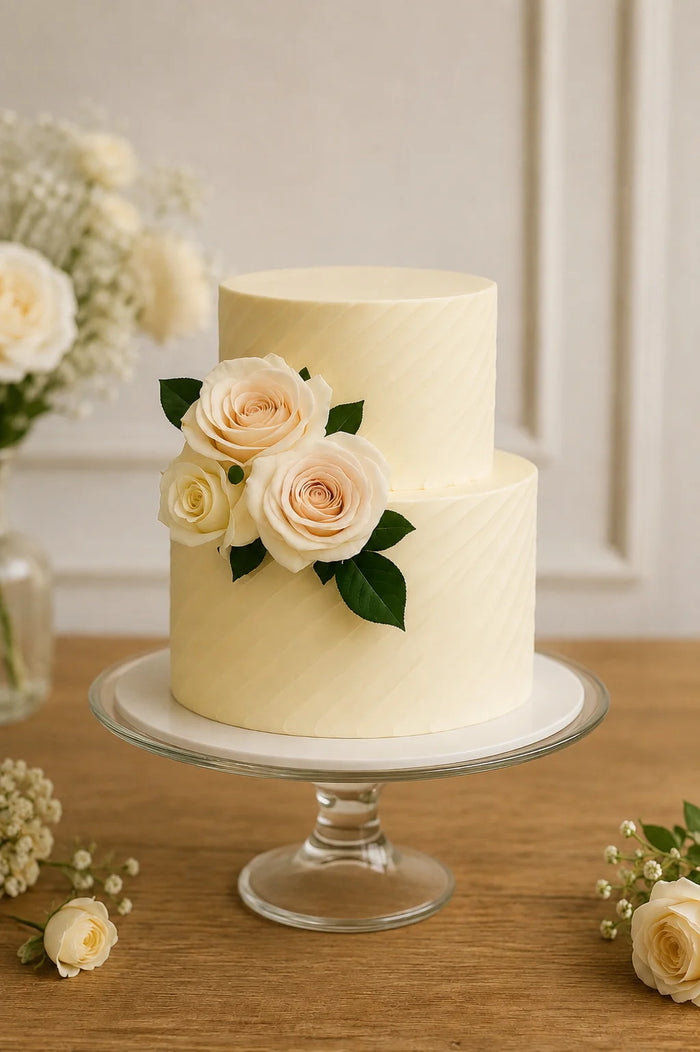 Two-Tier Classic Wedding Floral Cake