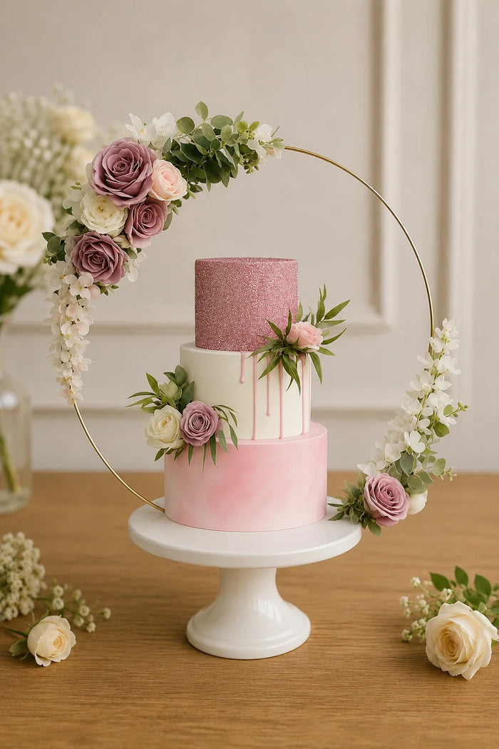 Three-Tier Floral Arch Celebration Cake