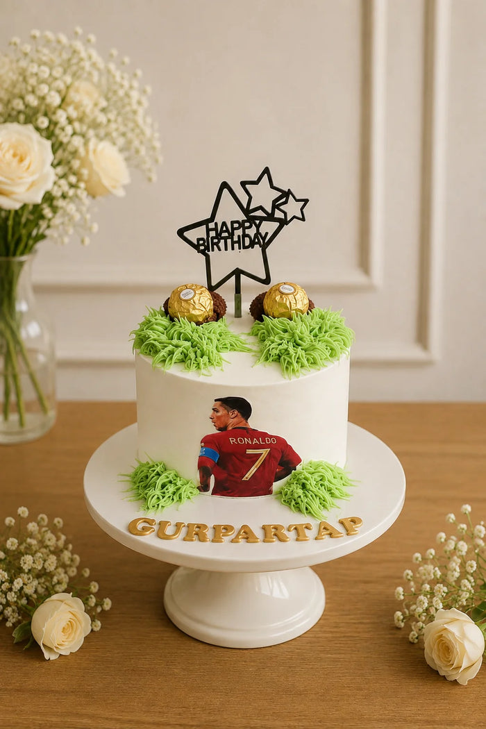Cristiano Ronaldo CR7 Football Cake with Soccer Ball Pattern