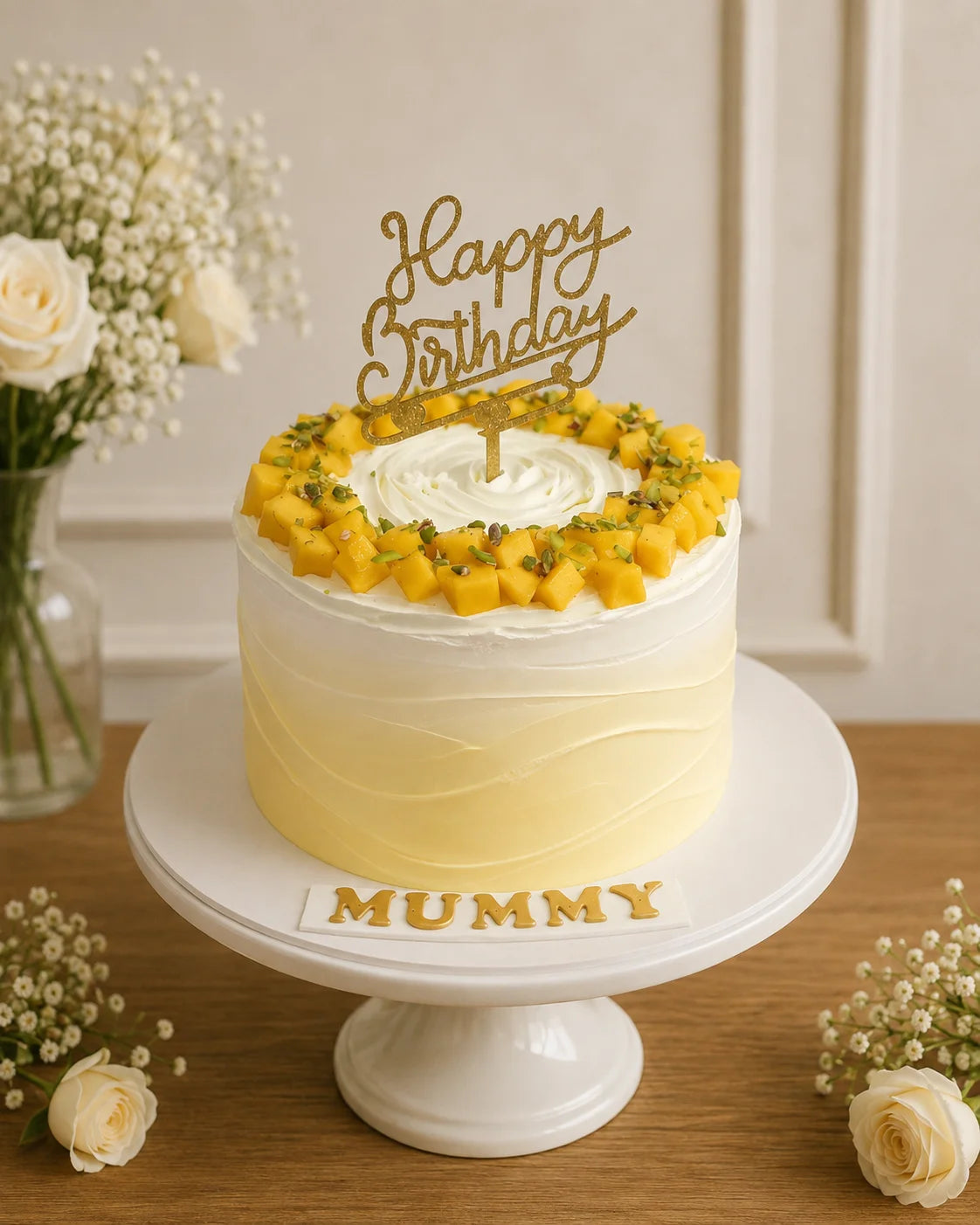 Handcrafted Happy Birthday, Mummy Peach Birthday Cake baked fresh by The Baking Kaur, Thapar Nagar, Meerut