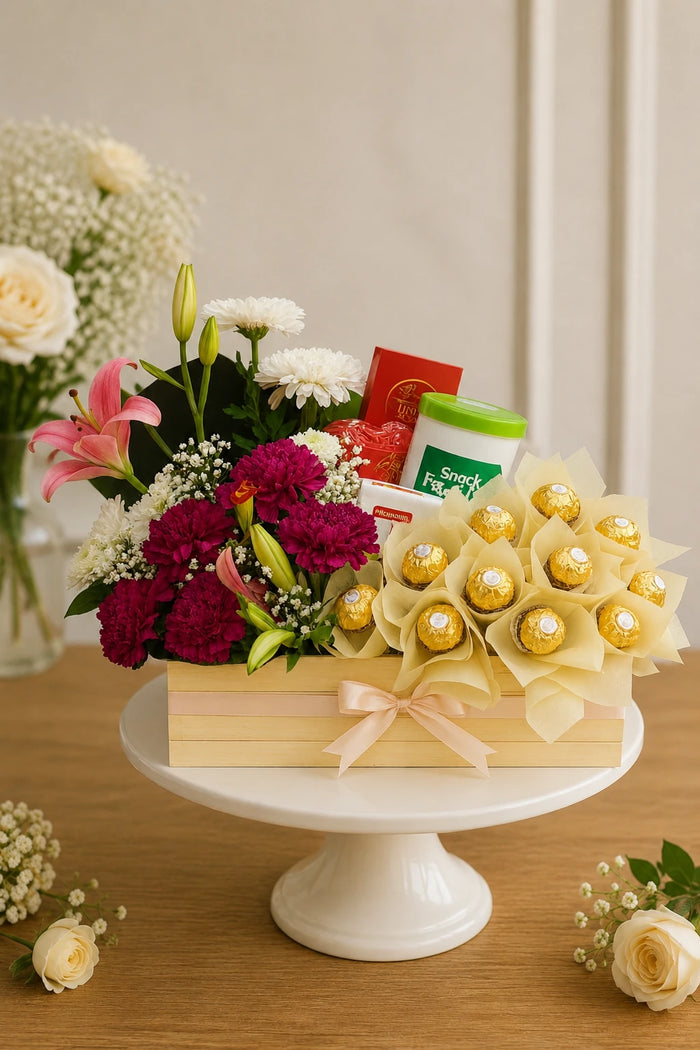 Floral & Ferrero Rocher Celebration Cake