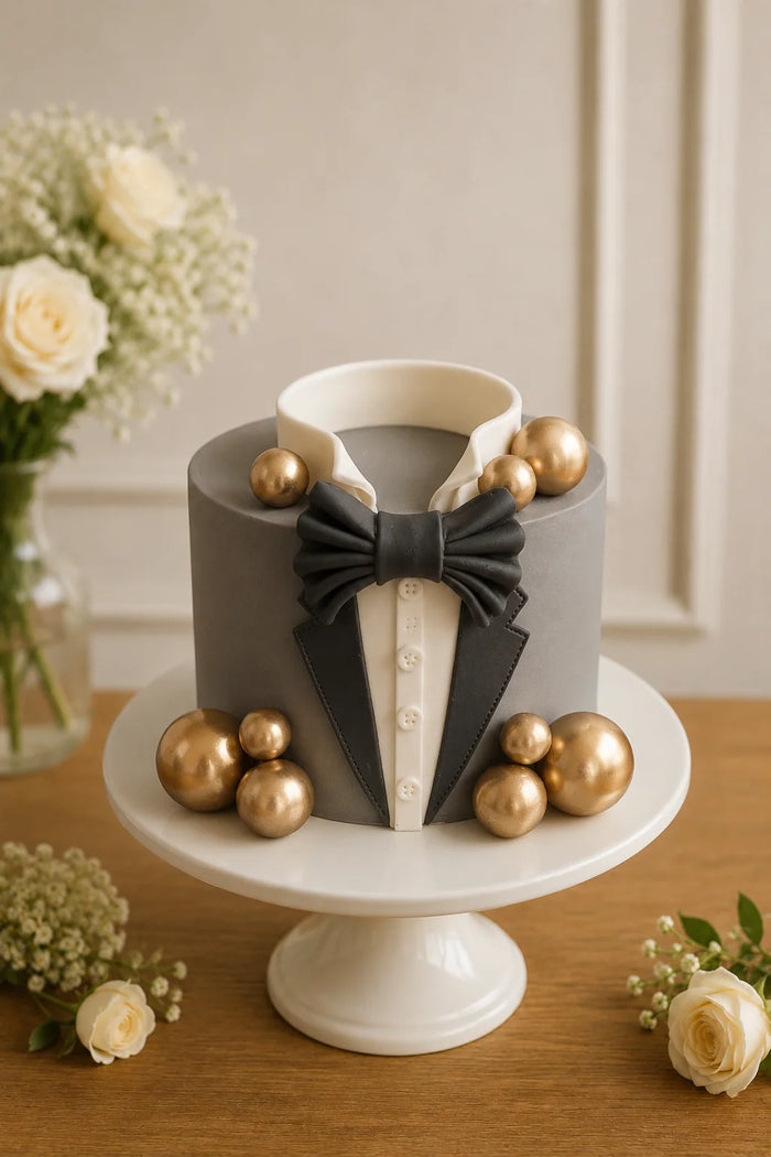 Tuxedo and Bowtie Celebration Cake