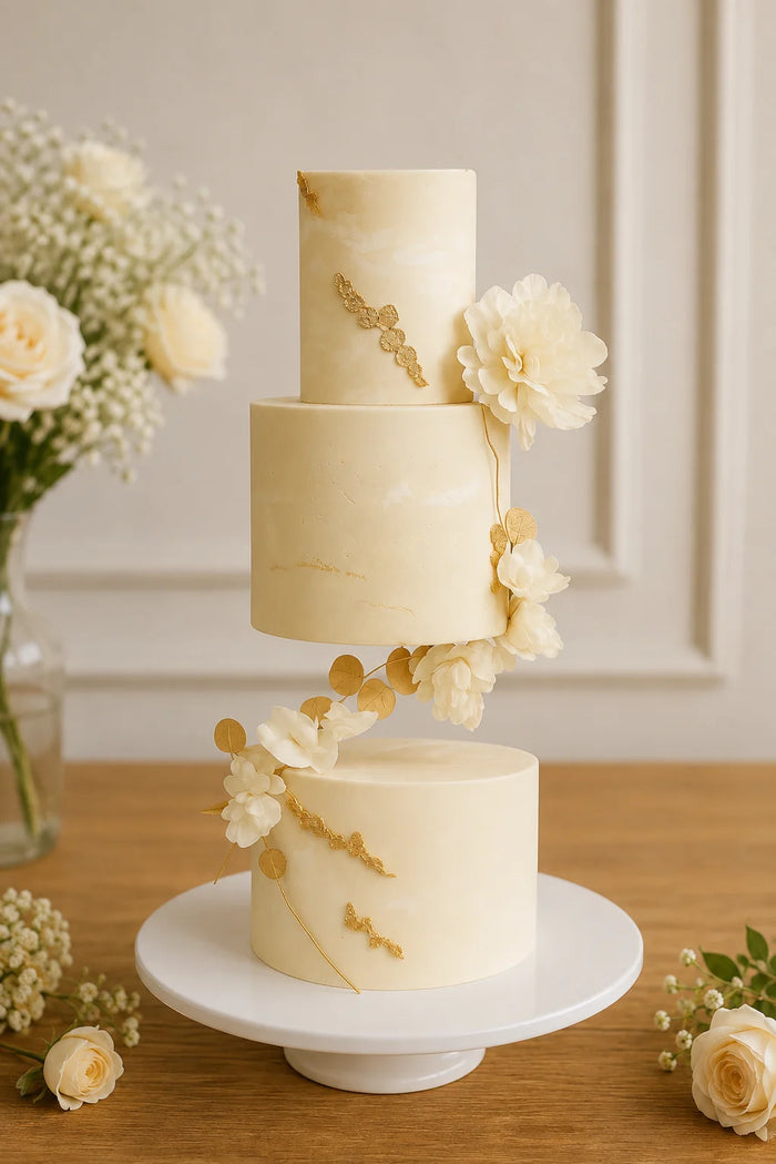 Three-Tier Suspended floating tier illusion with floral trail Celebration Cake