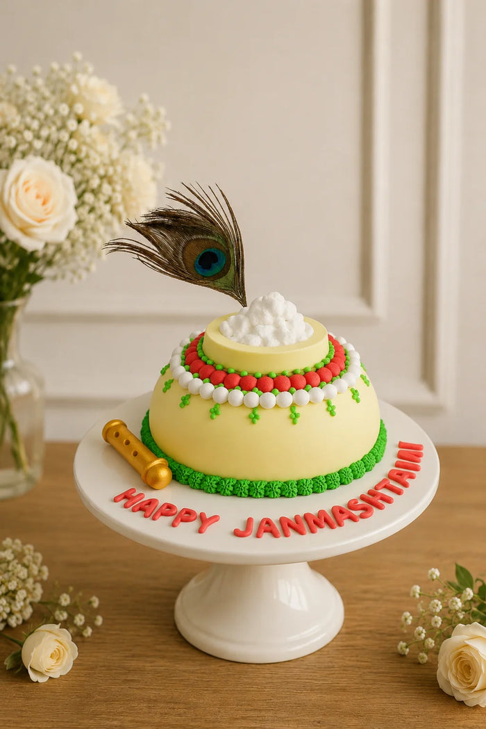Two-Tier Bal Krishna Devotional Theme Cake