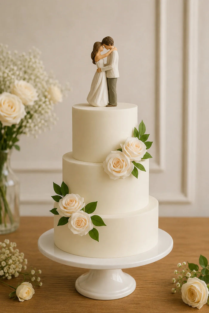 Three-Tier Classic Wedding Floral Cake