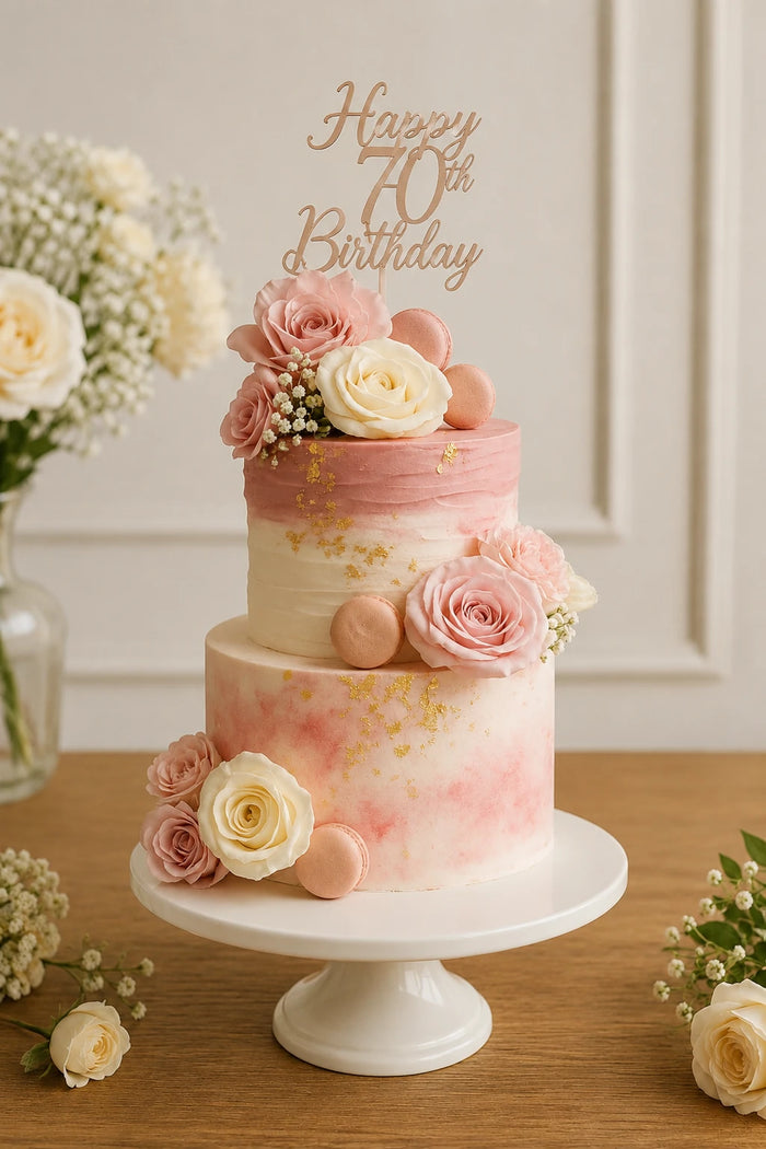 Two-Tier Floral Celebration Cake