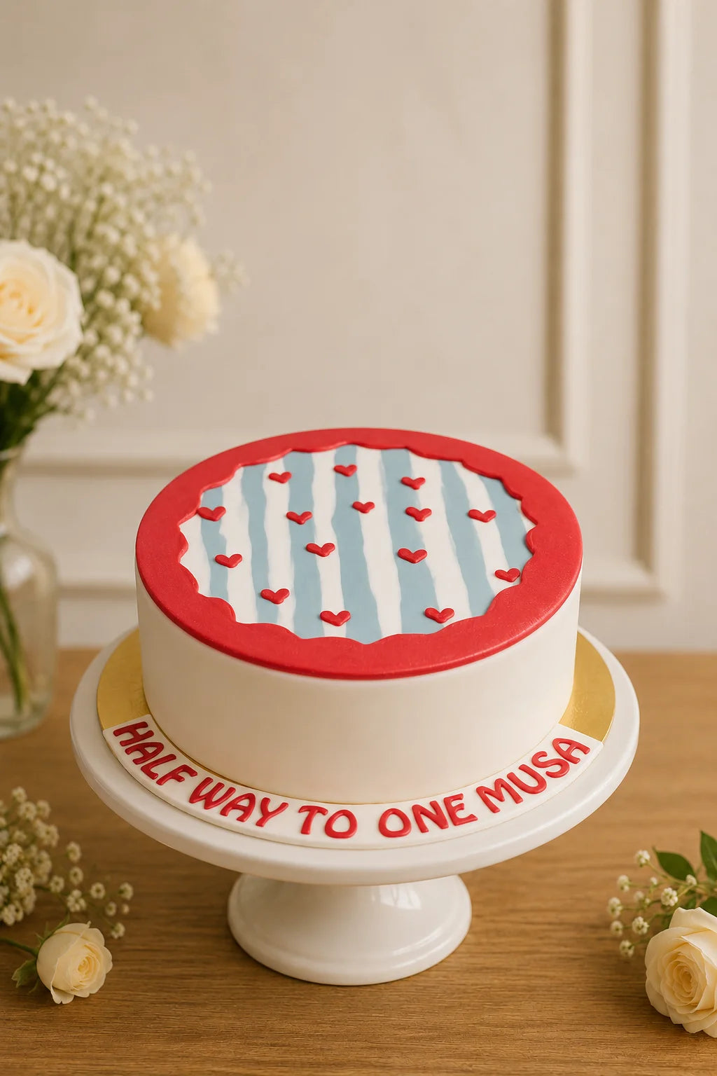 Handcrafted Half Way To One Musa Pastel Mix Birthday Cake baked fresh by The Baking Kaur, Thapar Nagar, Meerut