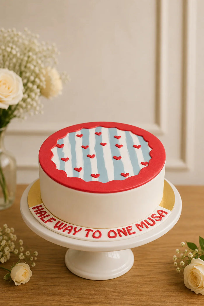 Artisanal Ivory Half Birthday Cake