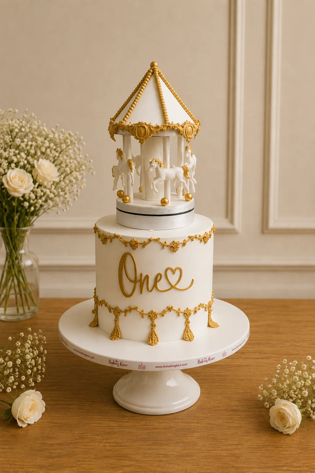 Handcrafted One Pastel Mix 2-Tier Birthday Tier Cake baked fresh by The Baking Kaur, Thapar Nagar, Meerut