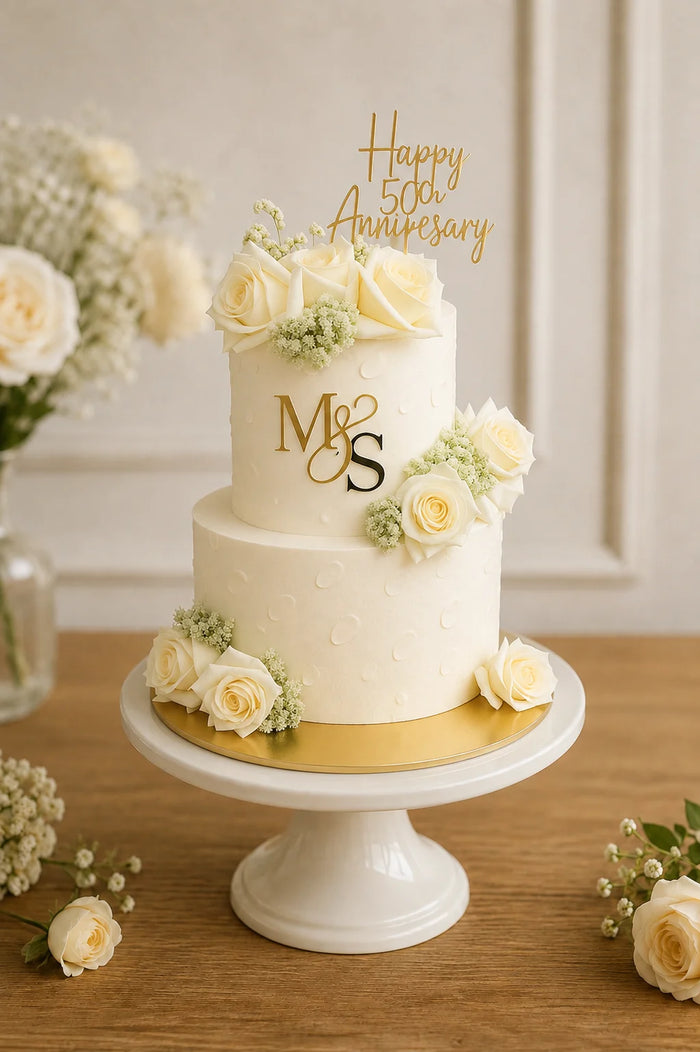Two-Tier Anniversary Floral Cake