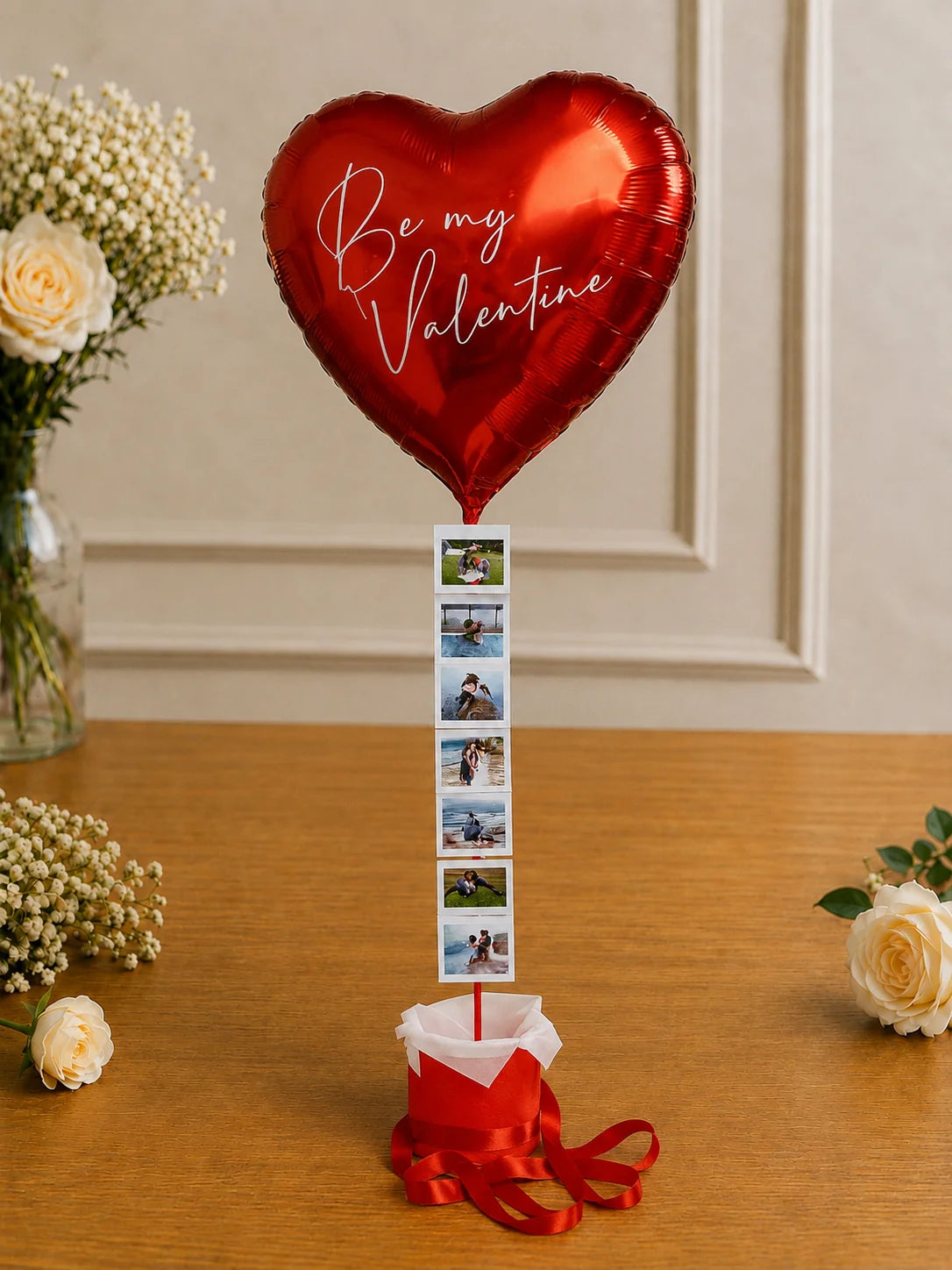 Romantic Photo Memory Heart Balloon Hamper handcrafted luxury gift hamper by The Baking Kaur Meerut