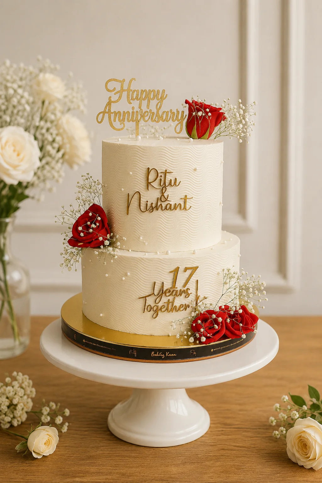 Handcrafted Peach Luxury Anniversary Cake #2 baked fresh by The Baking Kaur, Thapar Nagar, Meerut