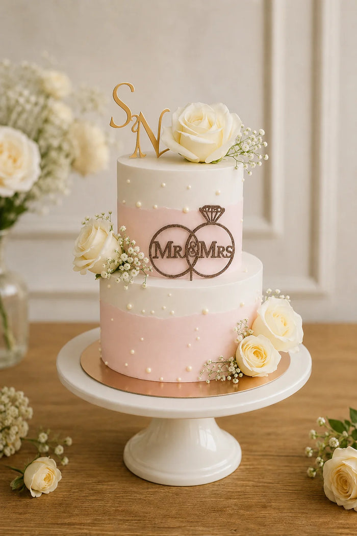 Two-Tier Wedding & Engagement Floral Cake