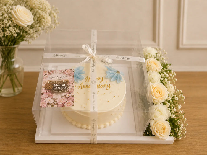 Pastel Elegance Anniversary Cake & Floral Luxury Hamper