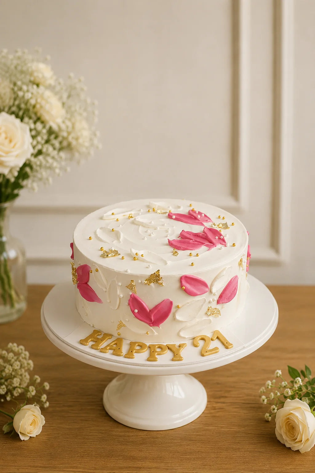 Handcrafted Peach Floral Other Cake #6 baked fresh by The Baking Kaur, Thapar Nagar, Meerut