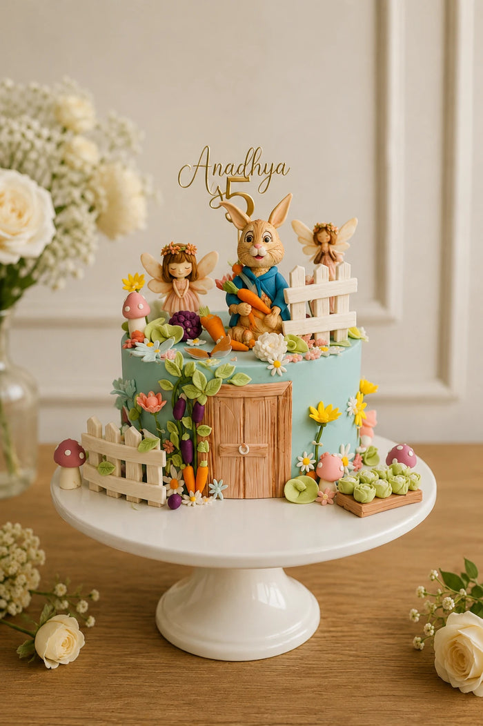 Peter Rabbit Fairy Garden Theme Cake