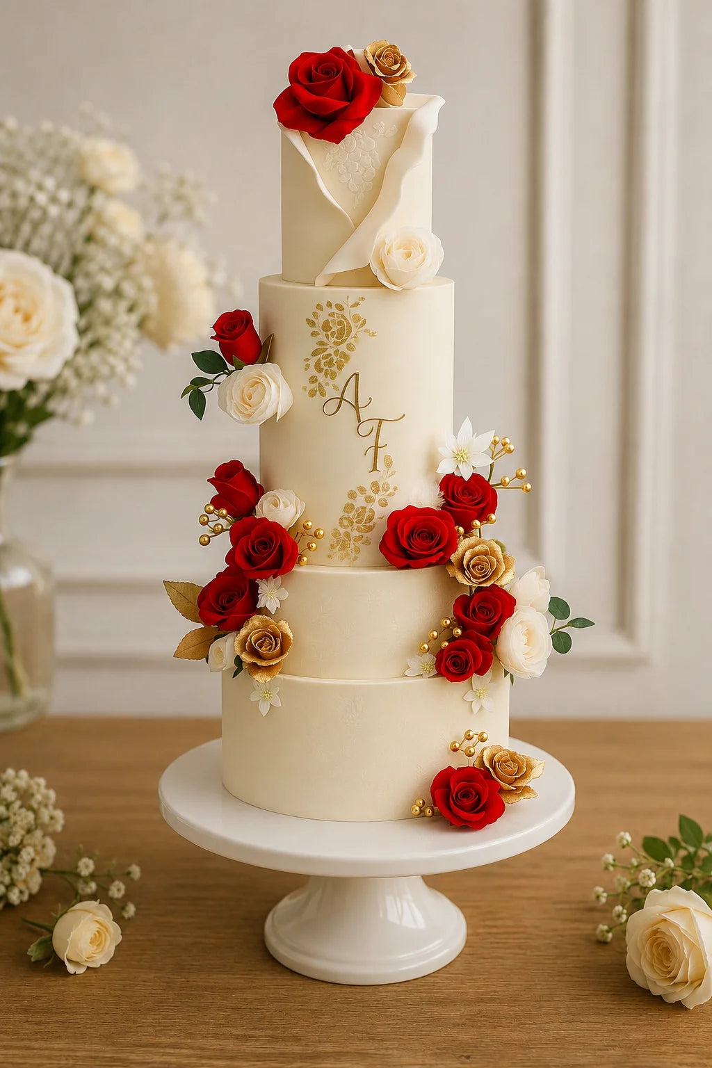 Handcrafted Af Pastel Mix 4-Tier Wedding Tier Cake baked fresh by The Baking Kaur, Thapar Nagar, Meerut