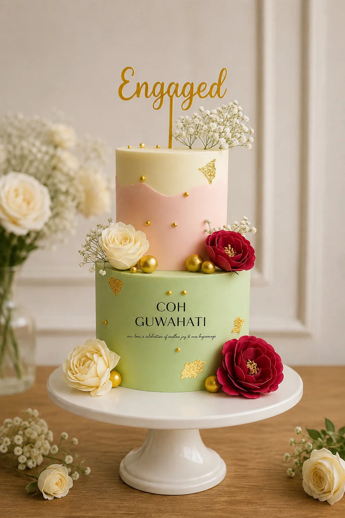 Two-Tier Romantic Celebration Theme Cake