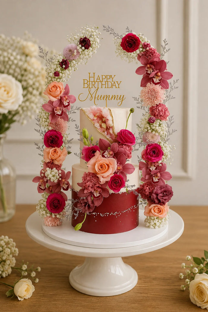 Artisanal Handcrafted Ivory Birthday Cake