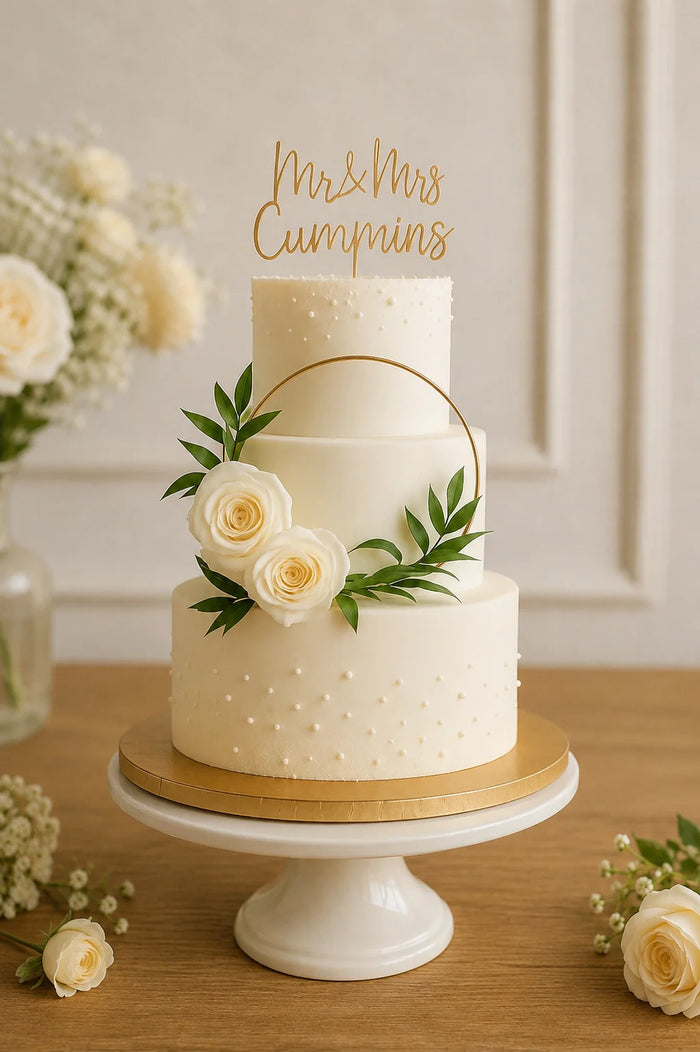 Three-Tier Floral Arch Celebration Cake
