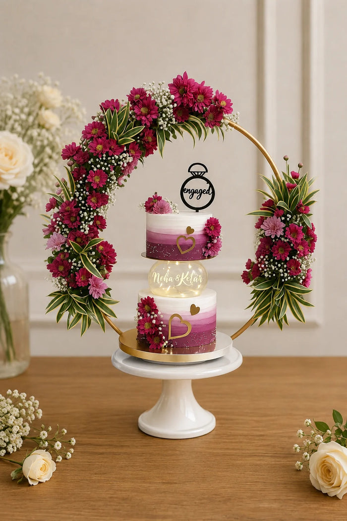 Two-Tier Floral Arch Celebration Cake