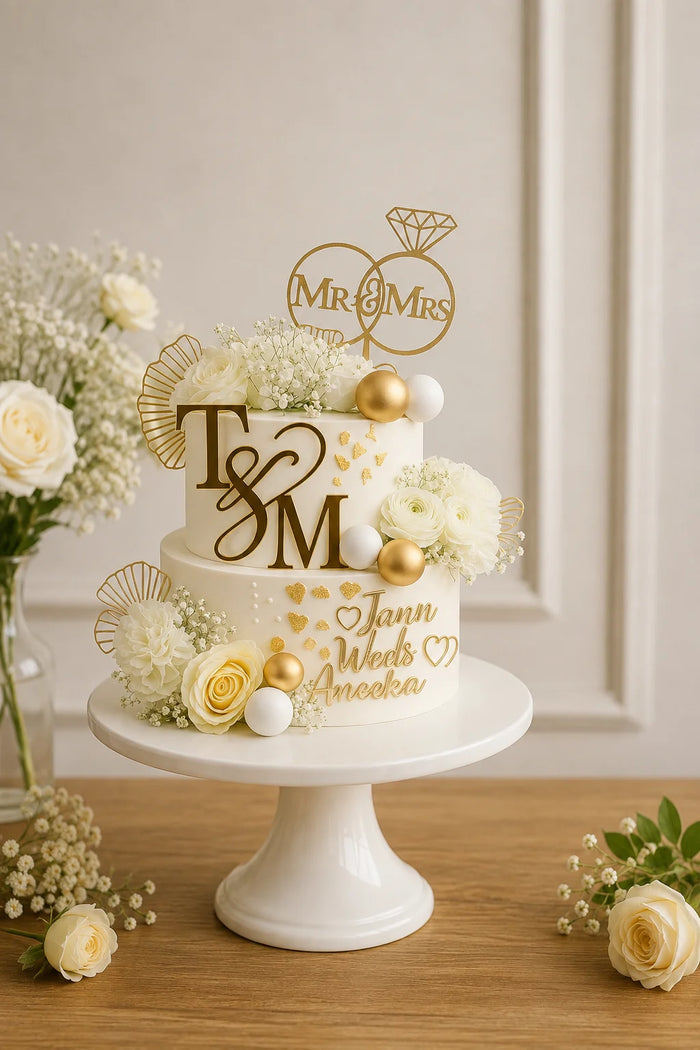 Two-Tier Wedding Floral Cake