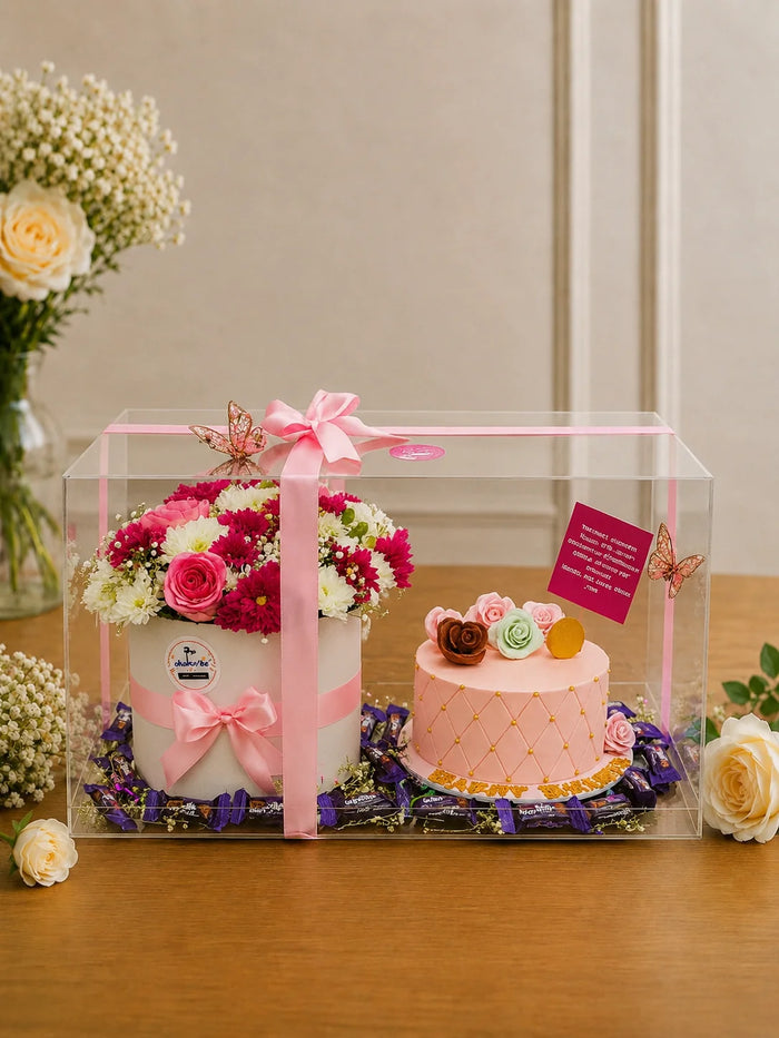 Blush Pink Floral & Gourmet Celebration Hamper