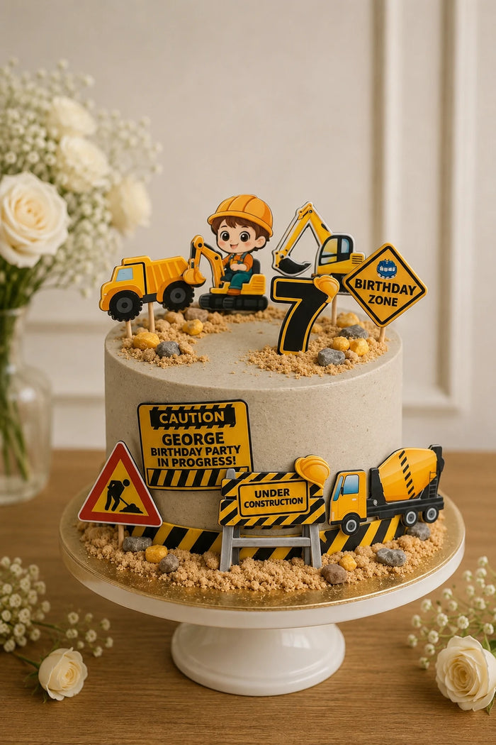 Construction Truck & Site Theme Cake