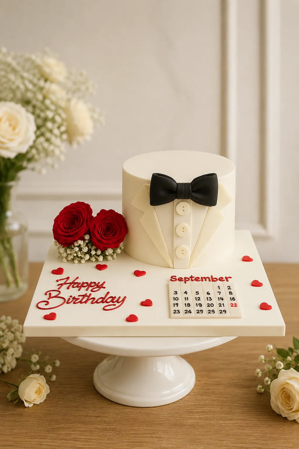 Gentleman's Tuxedo Birthday Celebration Cake handcrafted luxury gift hamper by The Baking Kaur Meerut