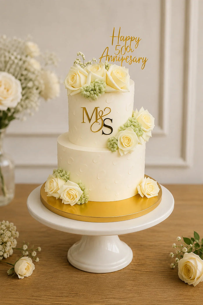 Two-Tier Anniversary Floral Cake