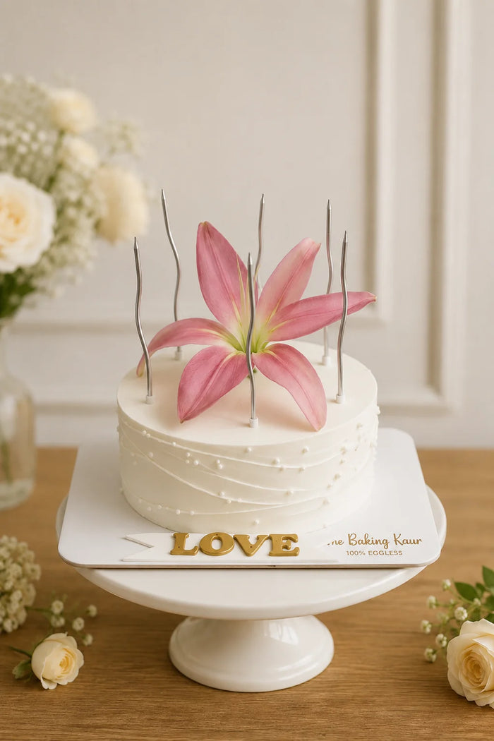 Minimalist Floral Lily Celebration Cake