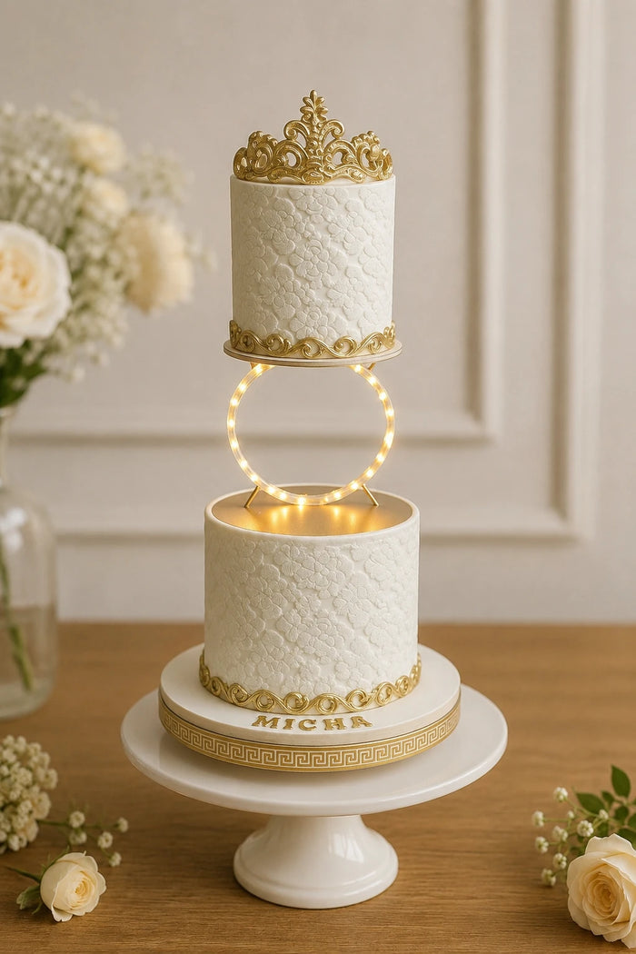 Two-Tier Royal Princess Crown Theme Cake