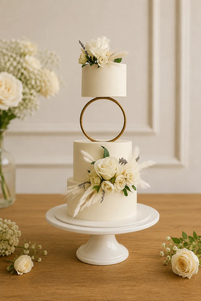 Two-Tier Modern Floral with Floating Tier Celebration Cake