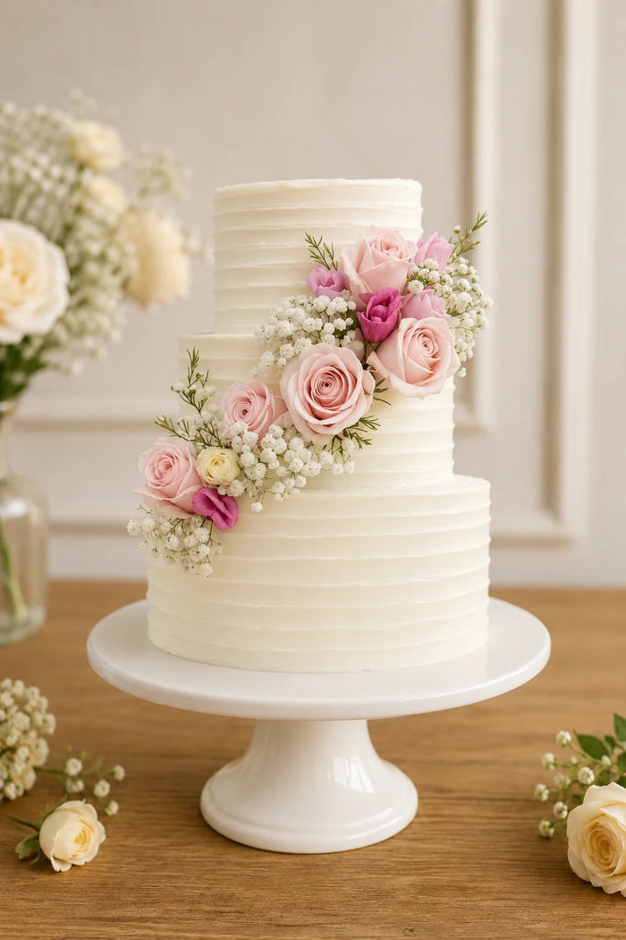 Three-Tier Floral Cascade Celebration Cake