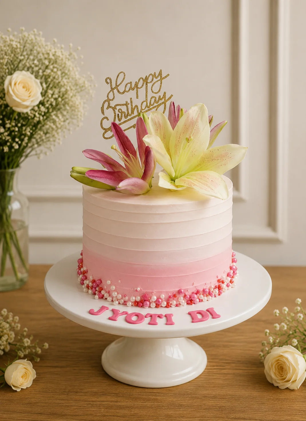 Handcrafted Happy Birthday, Jyoti Di Pastel Mix Birthday Cake baked fresh by The Baking Kaur, Thapar Nagar, Meerut