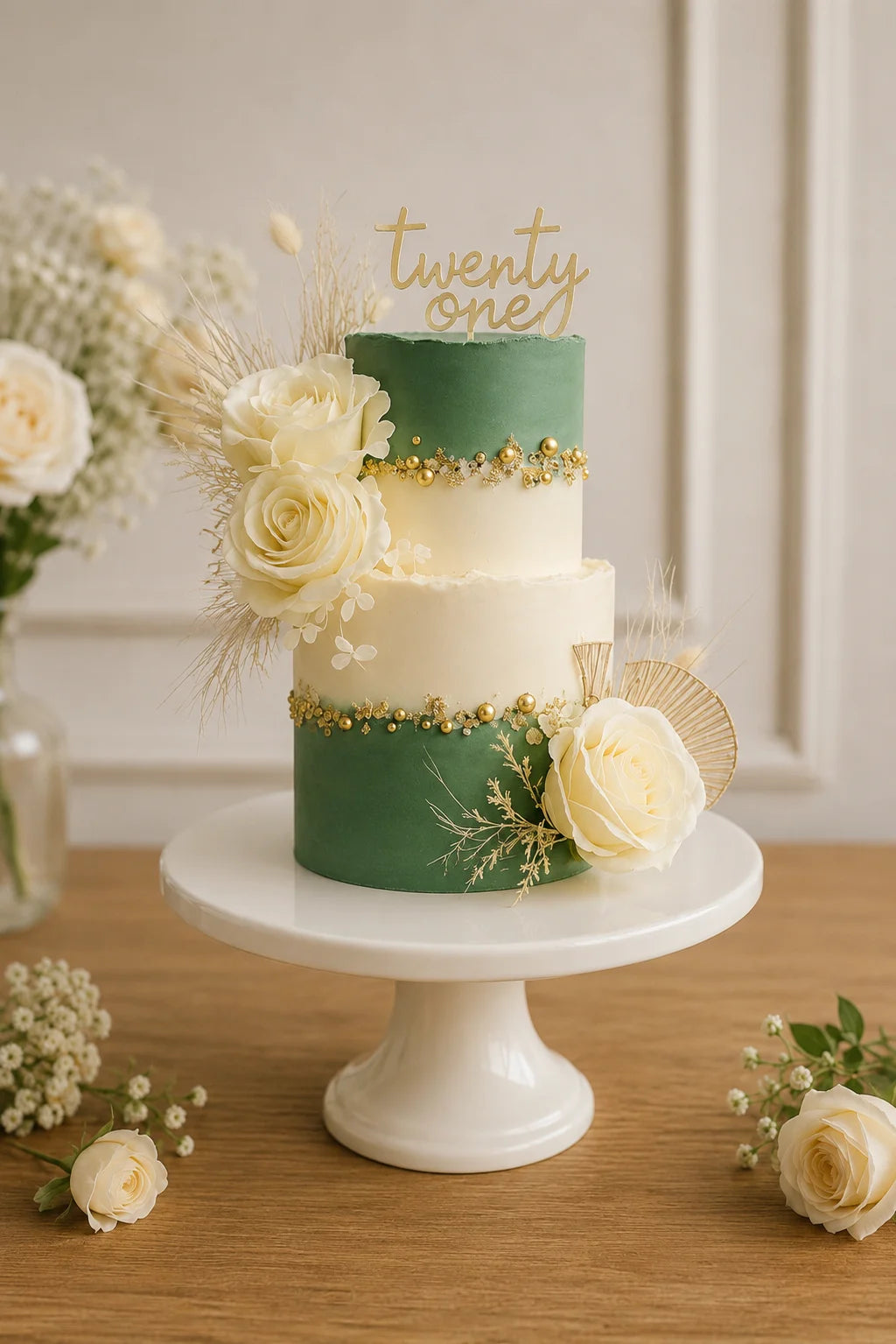 Handcrafted Twenty One Pastel Mix 2-Tier Birthday Tier Cake baked fresh by The Baking Kaur, Thapar Nagar, Meerut