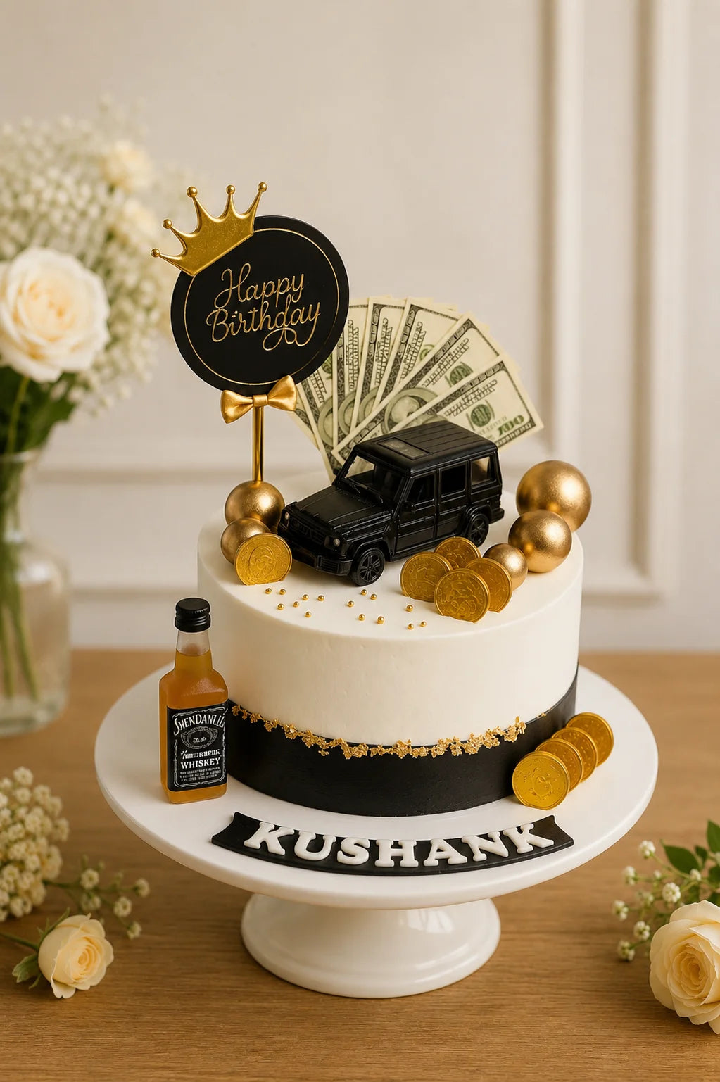 Handcrafted Happy Birthday Kushank Pastel Mix Birthday Cake baked fresh by The Baking Kaur, Thapar Nagar, Meerut