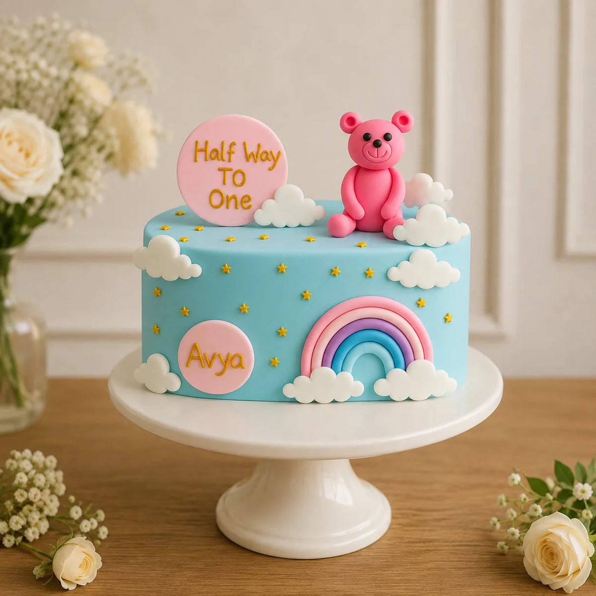 Handcrafted Peach Floral Other Cake #10 baked fresh by The Baking Kaur, Thapar Nagar, Meerut