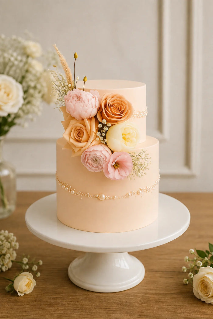 Two-Tier Floral Celebration Cake