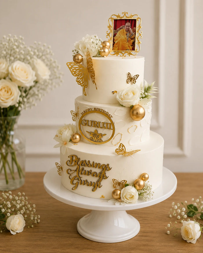 Three-Tier Spiritual / Guru Birthday Cake