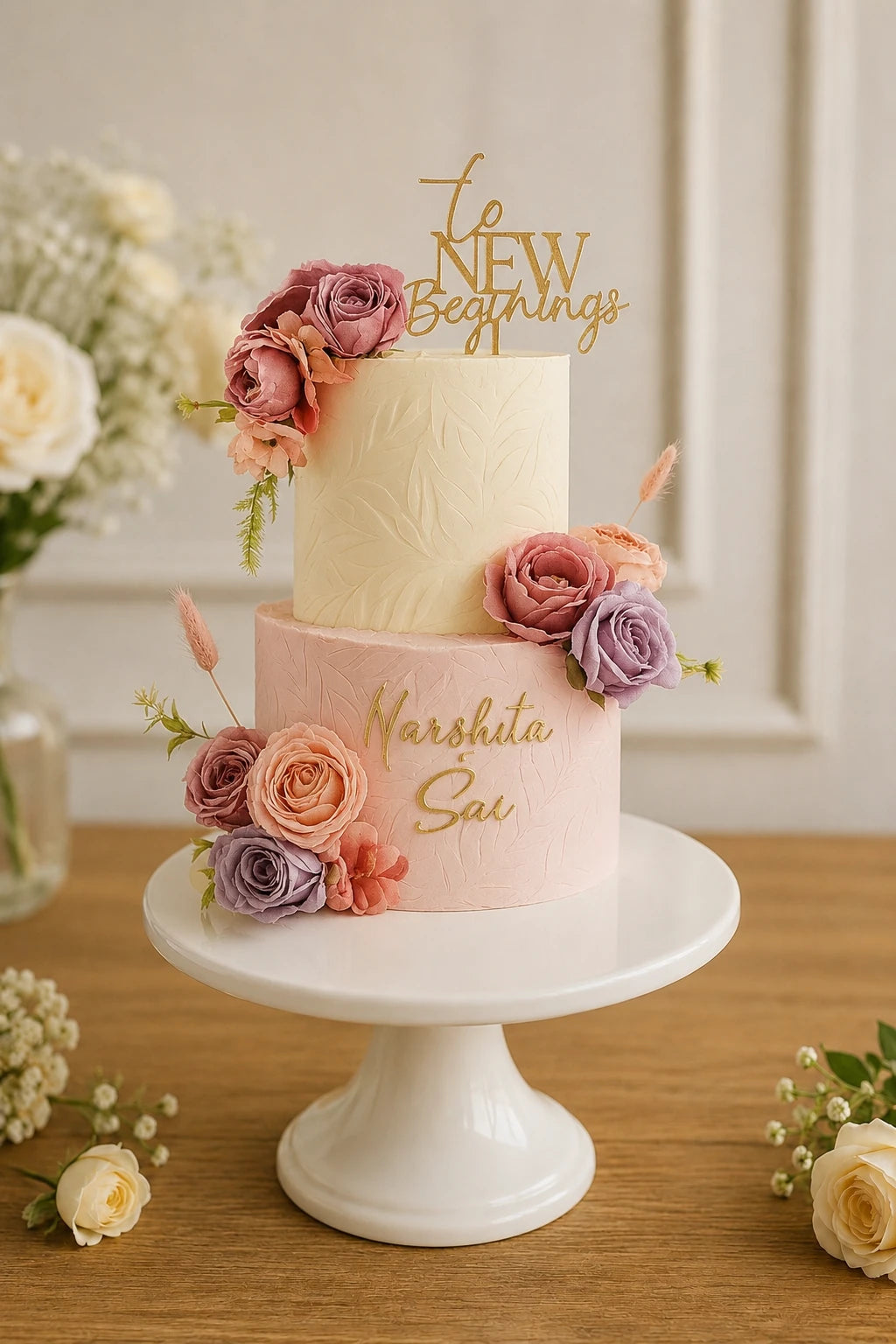 Handcrafted New Reginings Marshite Wedding Cake baked fresh by The Baking Kaur, Thapar Nagar, Meerut
