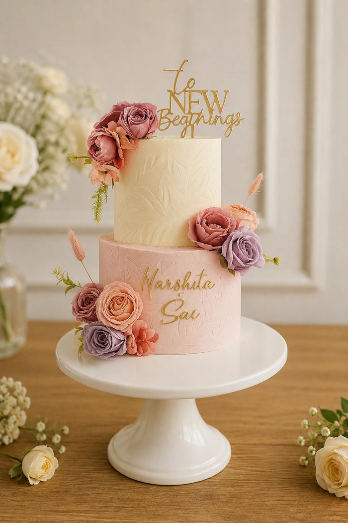 Two-Tier Floral Celebration Cake
