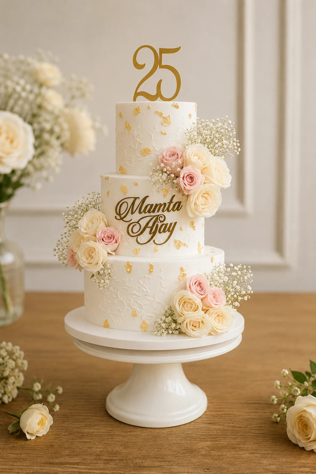 Handcrafted Mamta Hay Wedding Cake baked fresh by The Baking Kaur, Thapar Nagar, Meerut