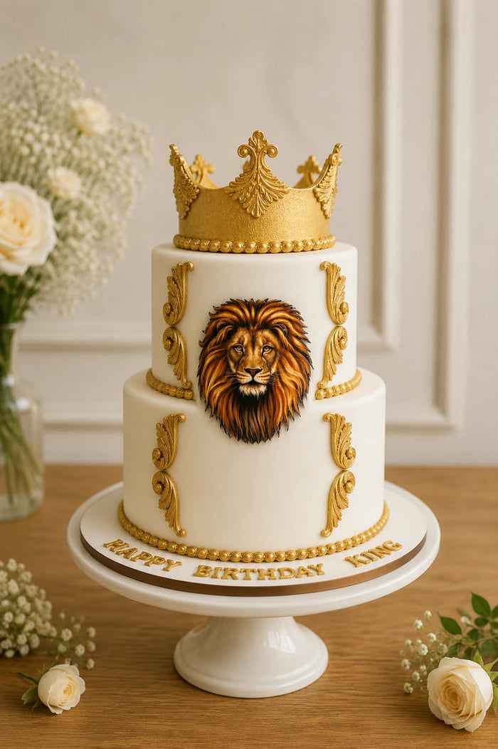 Two-Tier Royal Lion King Theme Cake