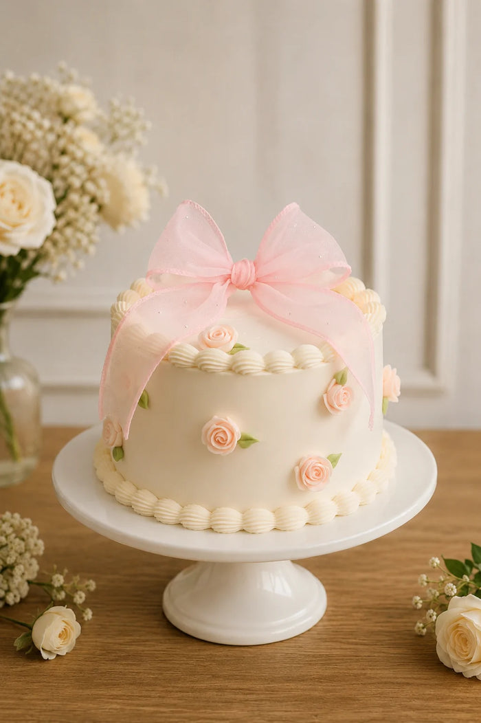 Coquette Bow Theme Cake