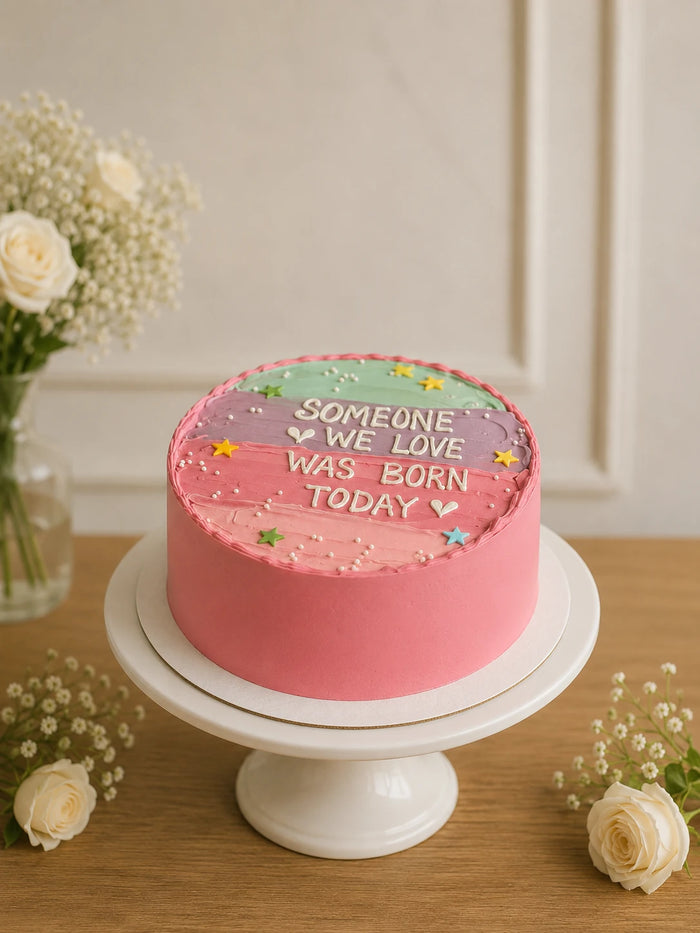 Retro Striped Pastels with Stars Celebration Cake