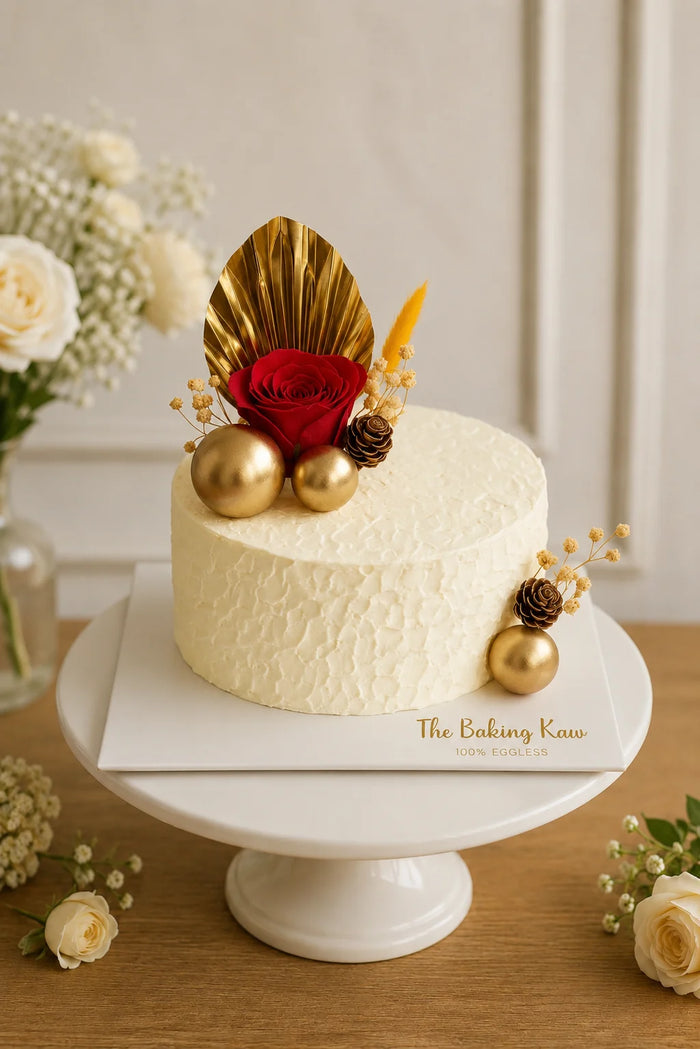 Rustic Red Rose & Gold Theme Cake