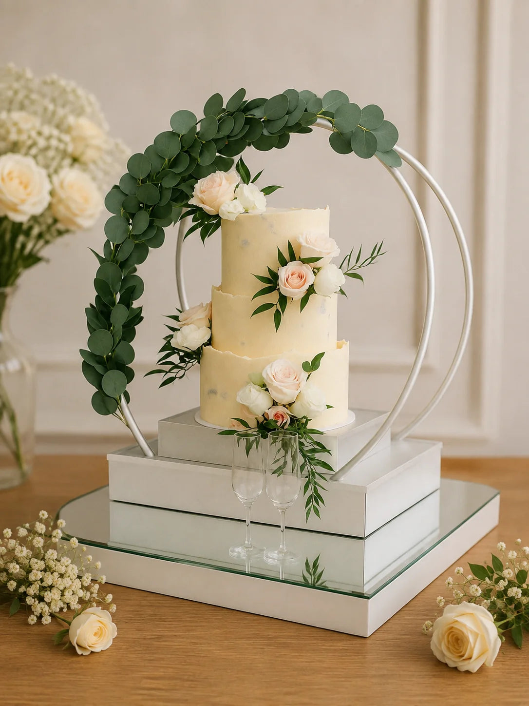 Handcrafted Pastel Mix Rose Luxury 3-Tier Wedding Tier Cake #4 baked fresh by The Baking Kaur, Thapar Nagar, Meerut