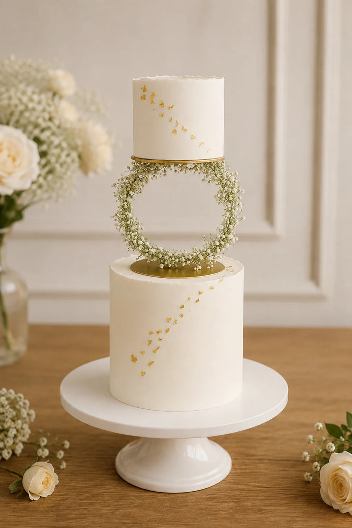 Two-Tier Suspended Floral Ring Tier Celebration Cake