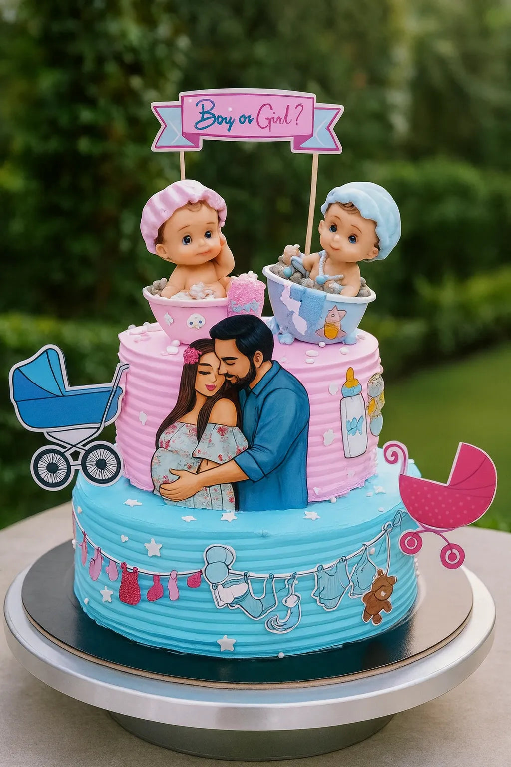 First Baby Gender Reveal Cake